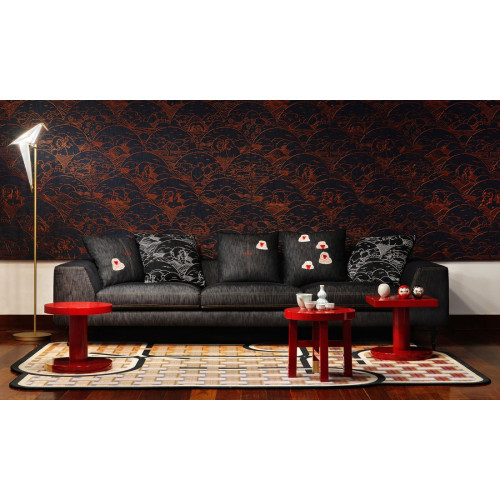 Moooi Wallcovering Tokyo Blue - Indigo Macaque MO3000 Copper